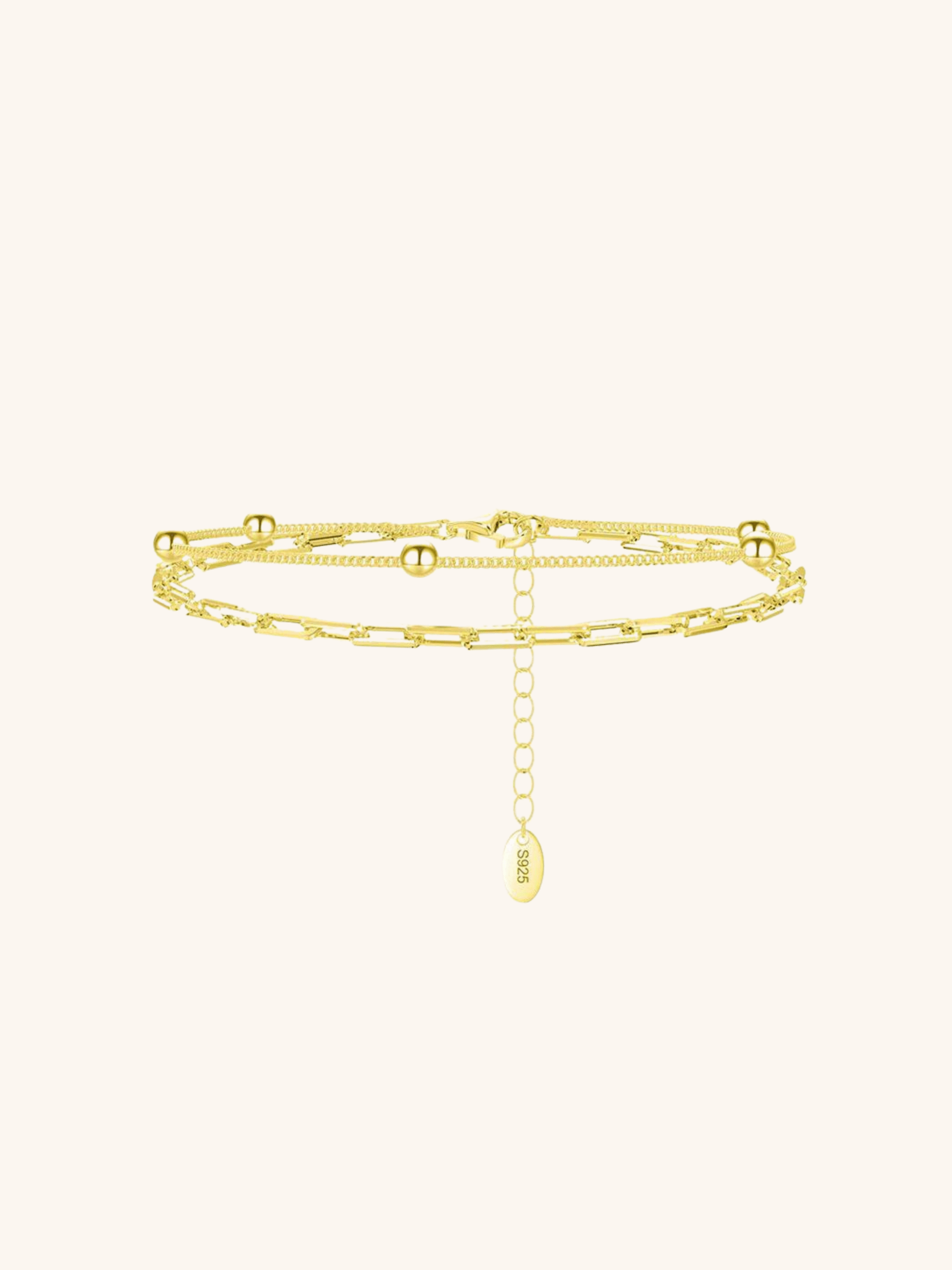 REMY Paperclip Bead Chain Sterling Silver Bracelet - Minimalist Lab