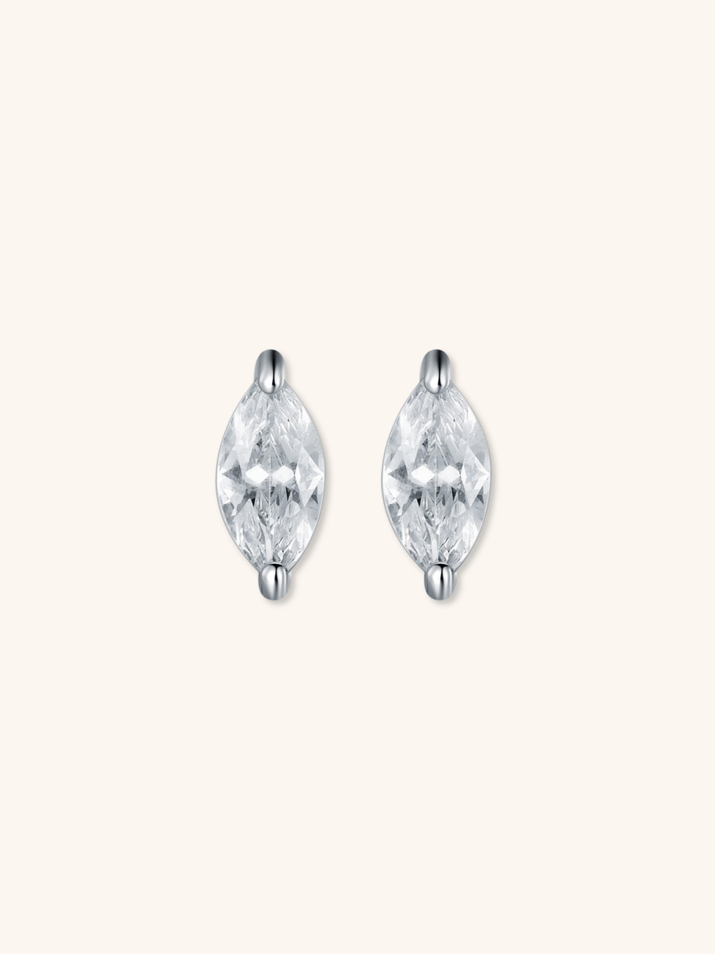 JUDE Marquise Diamond Sterling Silver Ear Studs - Minimalist Lab