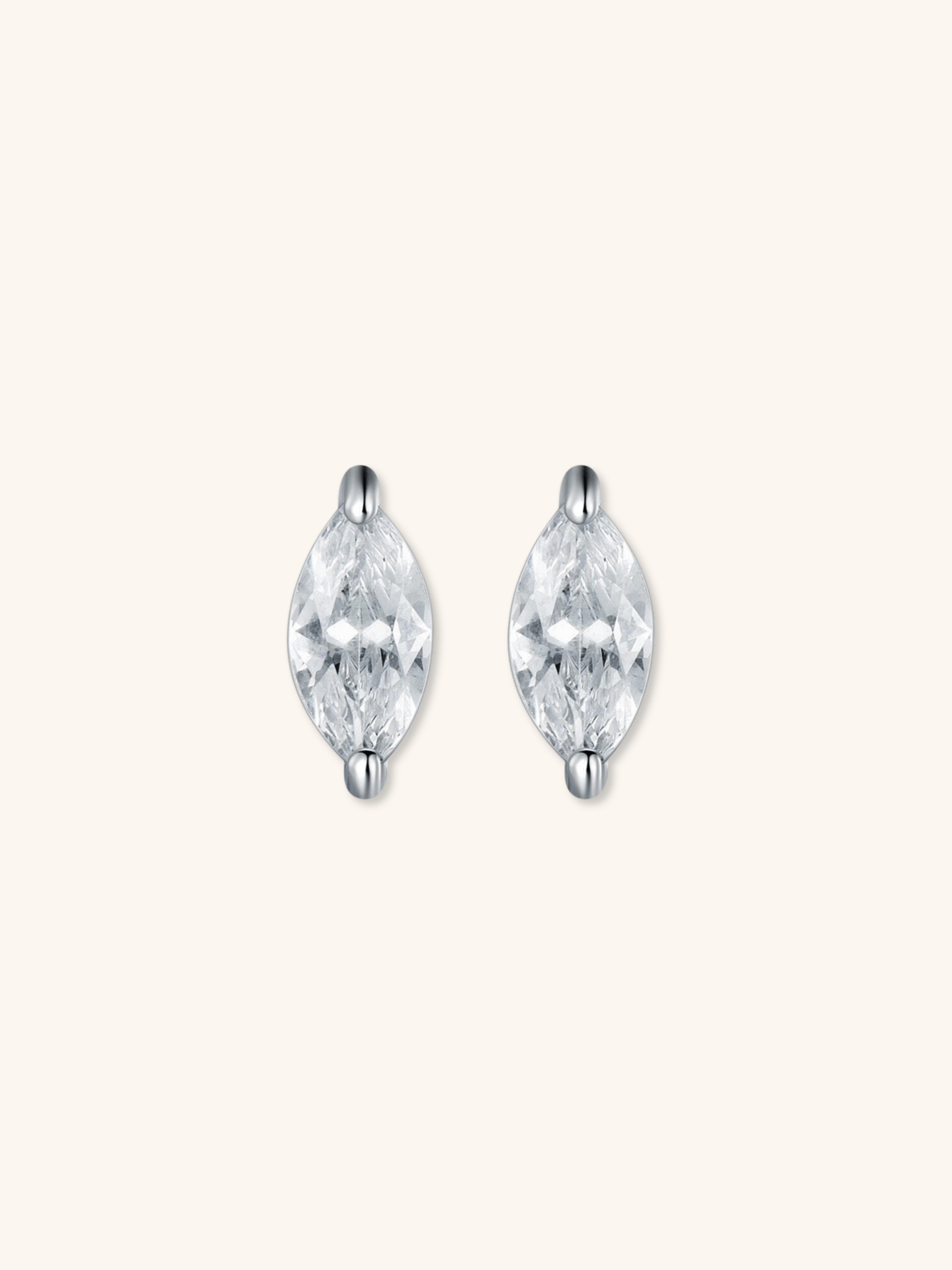 JUDE Marquise Diamond Sterling Silver Ear Studs - Minimalist Lab