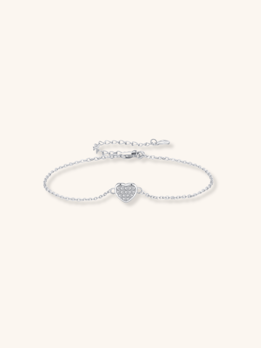 MAYA Diamond Heart Sterling Silver Bracelet - Minimalist Lab