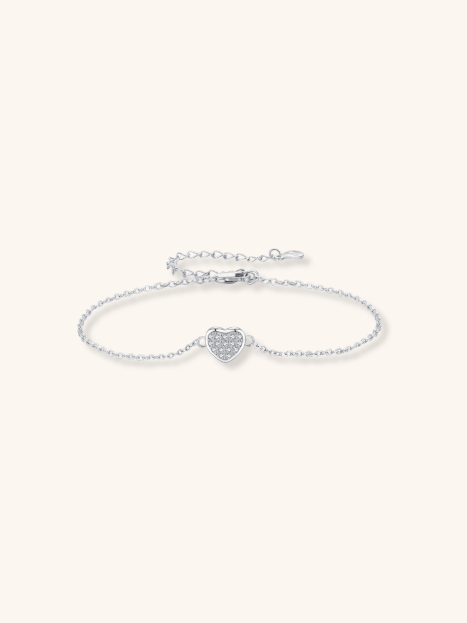 MAYA Diamond Heart Sterling Silver Bracelet - Minimalist Lab