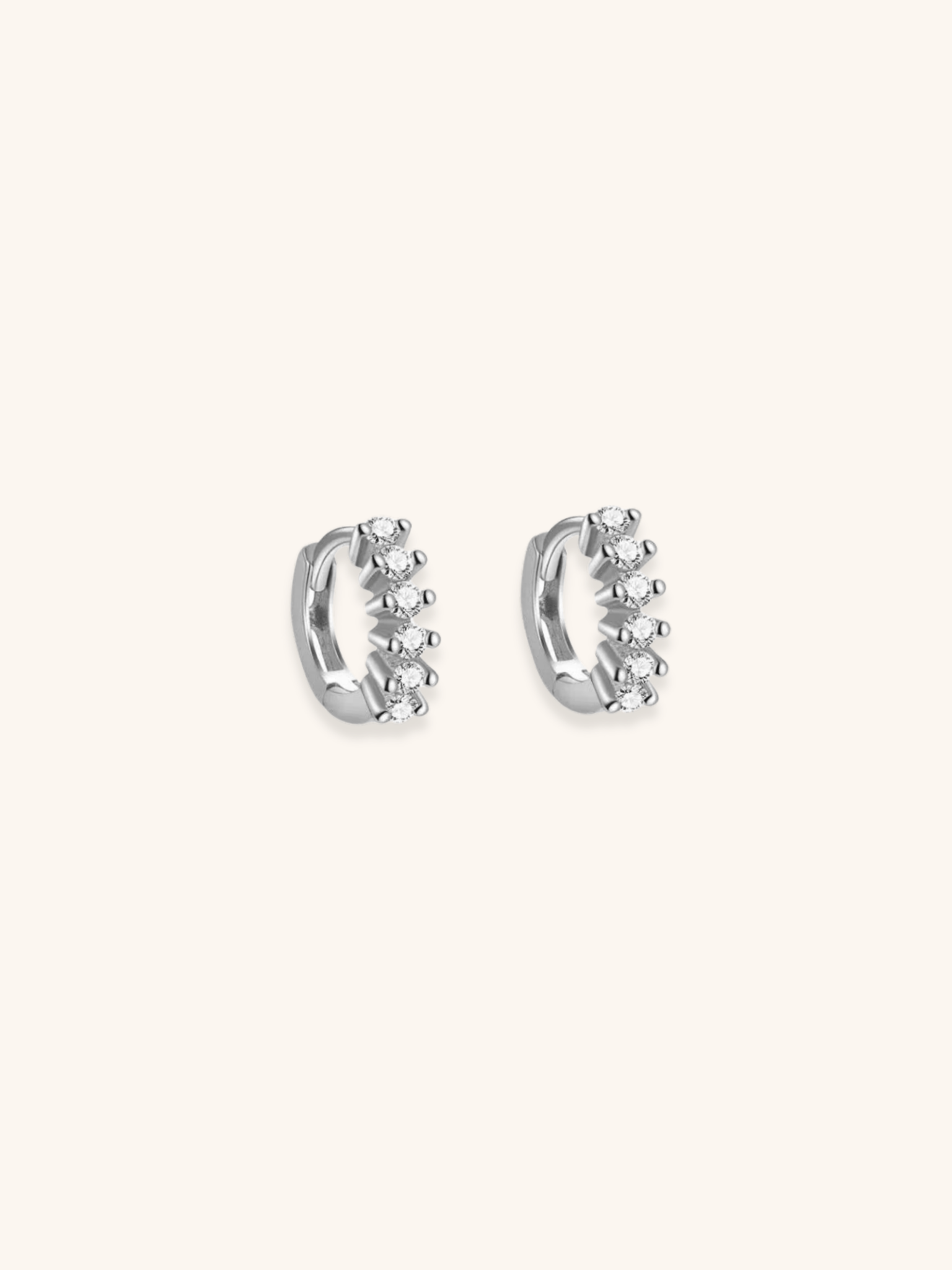 BAILEY Diamond Huggie Sterling Silver Ear Hoops - Minimalist Lab