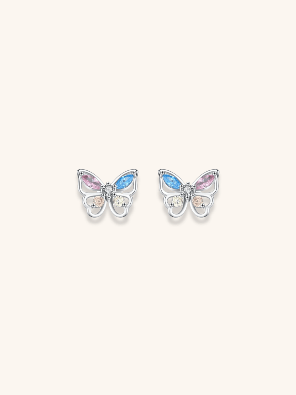 EMERSON Butterfly Diamond Sterling Silver Ear Studs - Minimalist Lab