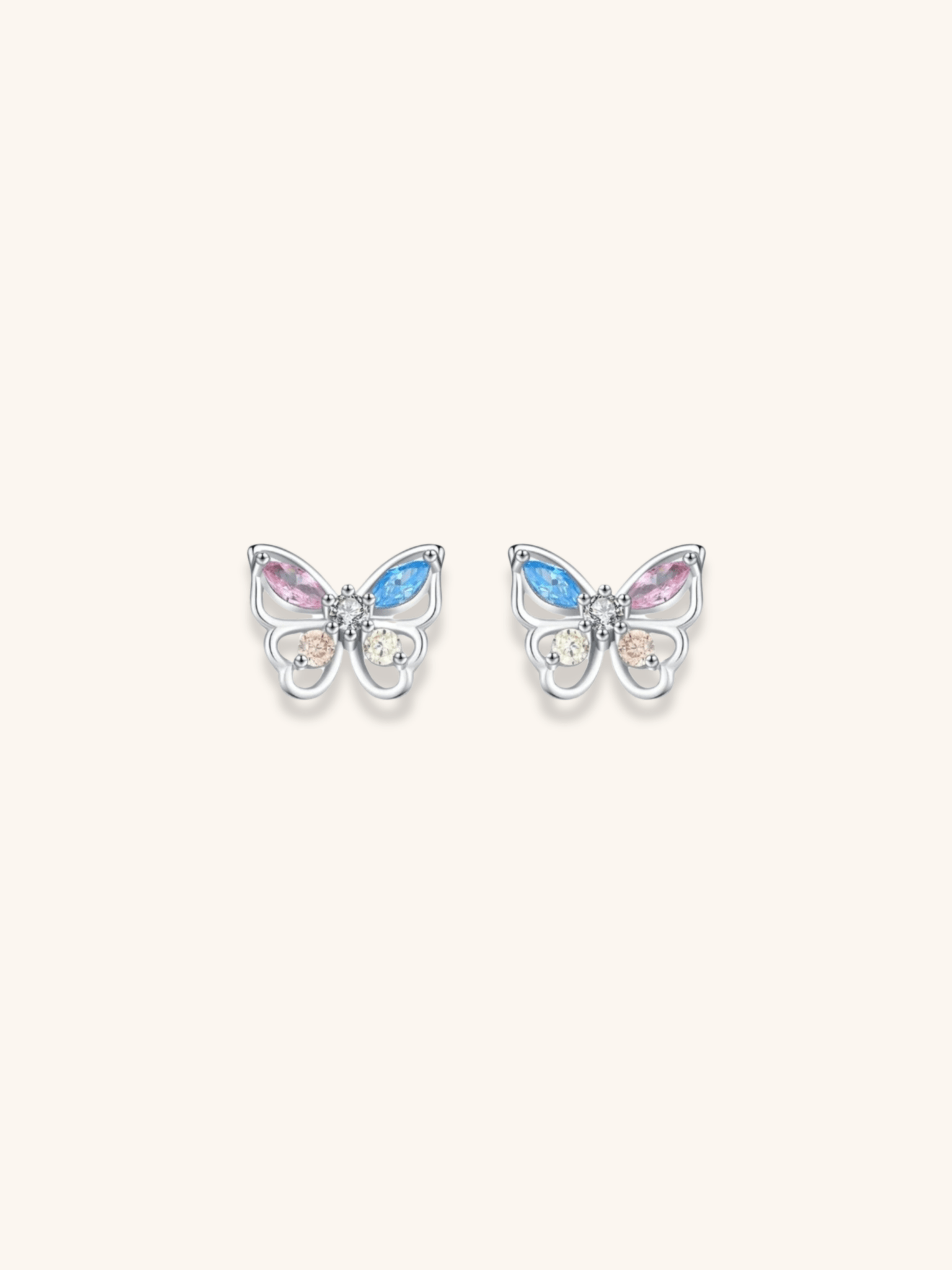 EMERSON Butterfly Diamond Sterling Silver Ear Studs - Minimalist Lab