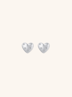 ROSIE Diamond Heart Sterling Silver Ear Studs - Minimalist Lab