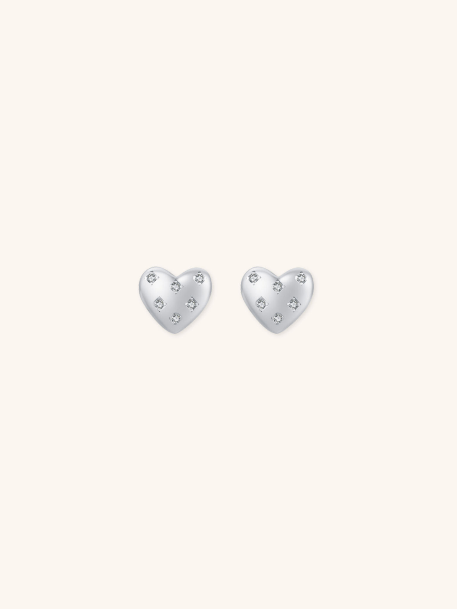ROSIE Diamond Heart Sterling Silver Ear Studs - Minimalist Lab