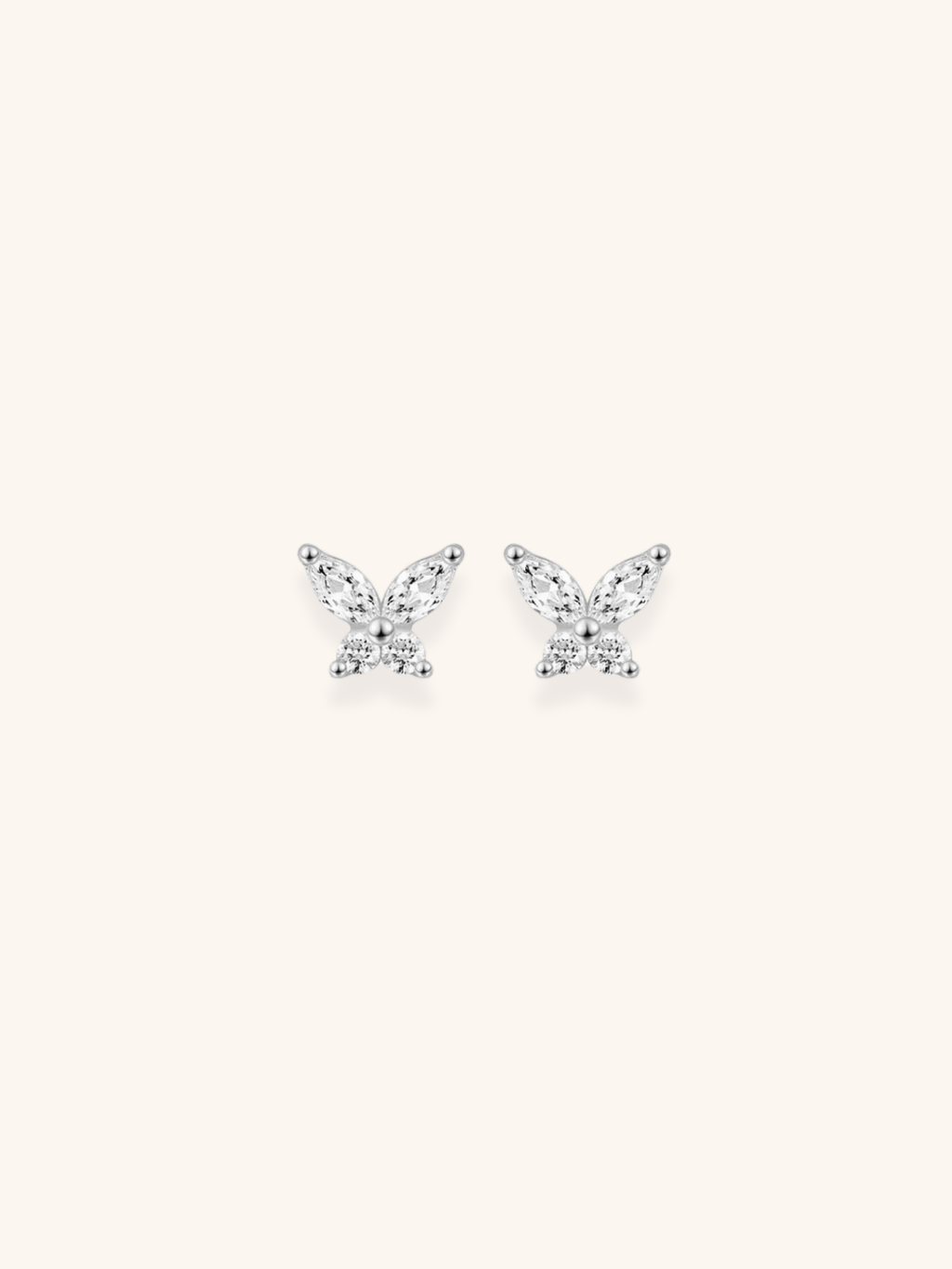 JASMINE Diamond Butterfly Sterling Silver Ear Studs - Minimalist Lab