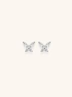 JASMINE Diamond Butterfly Sterling Silver Ear Studs - Minimalist Lab