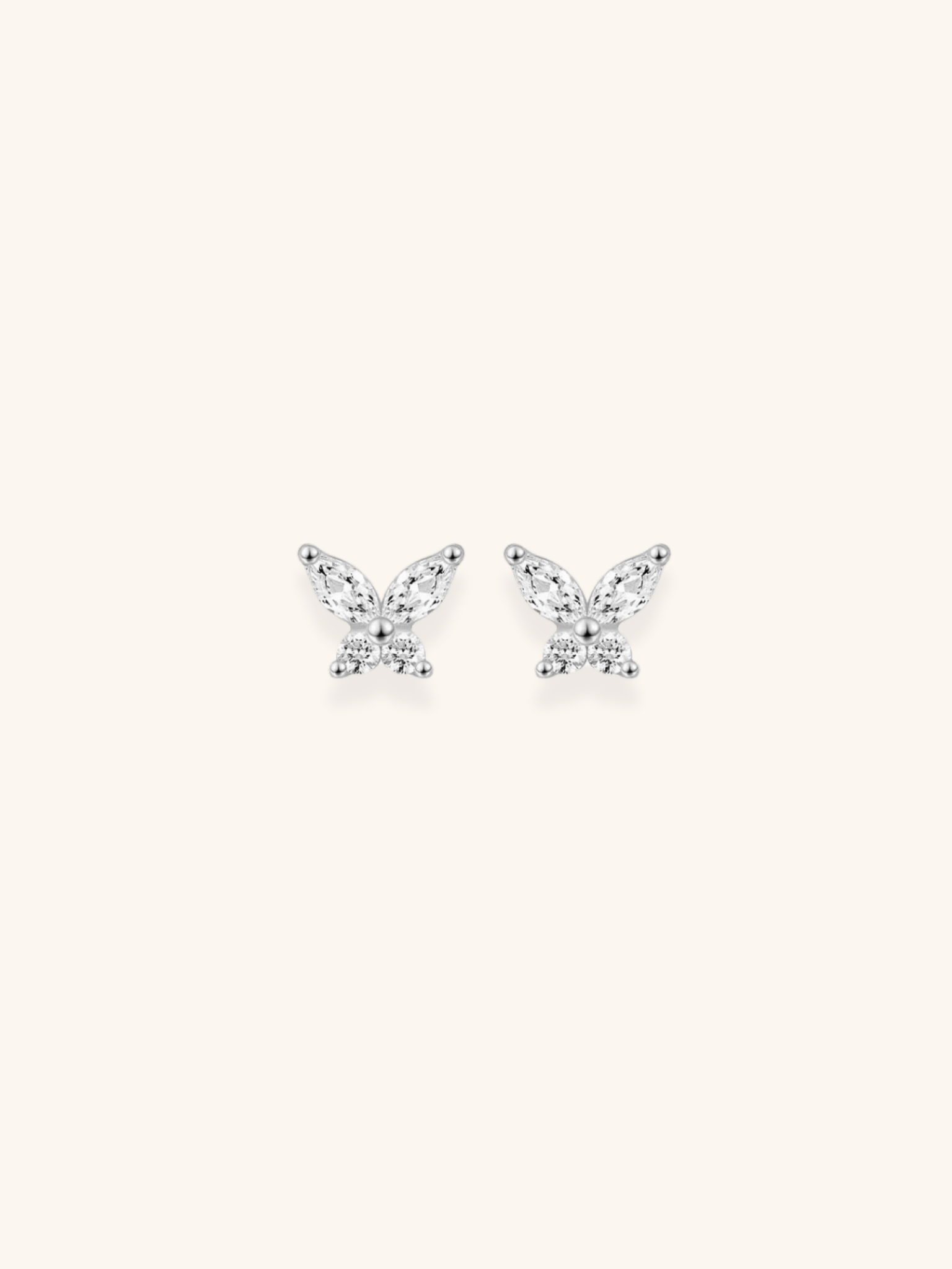 JASMINE Diamond Butterfly Sterling Silver Ear Studs - Minimalist Lab
