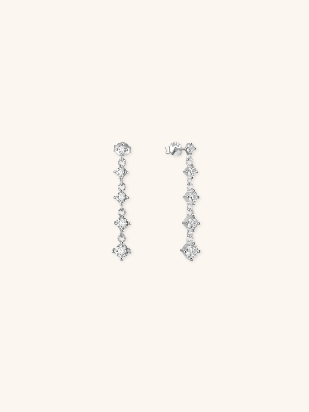 COREY Cascade Diamond Sterling Silver Ear Studs - Minimalist Lab