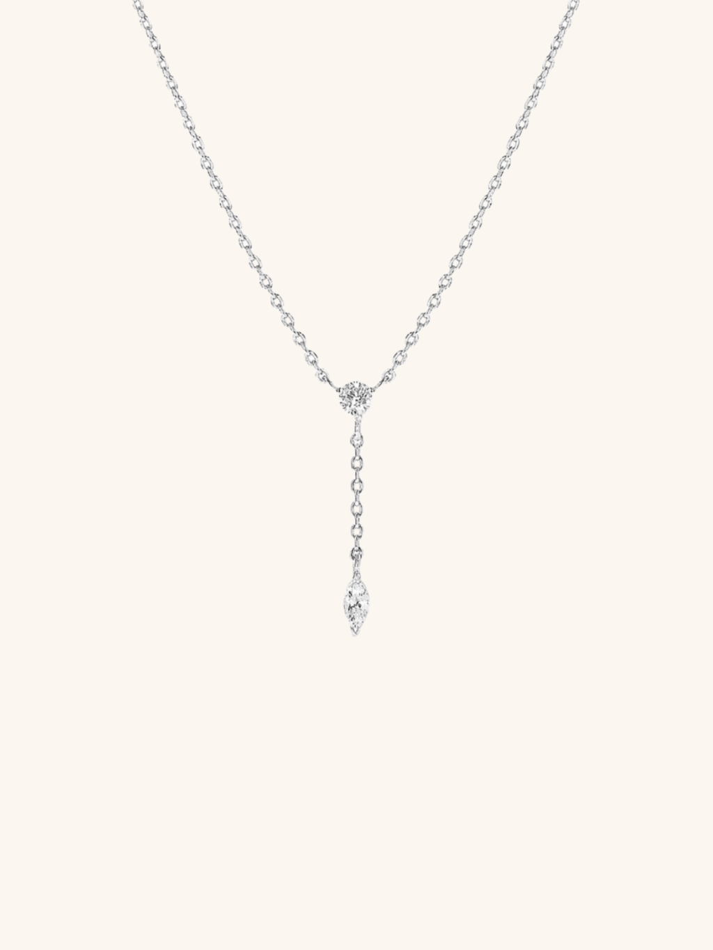 RILEY Diamond Lariat Sterling Silver Necklace - Minimalist Lab