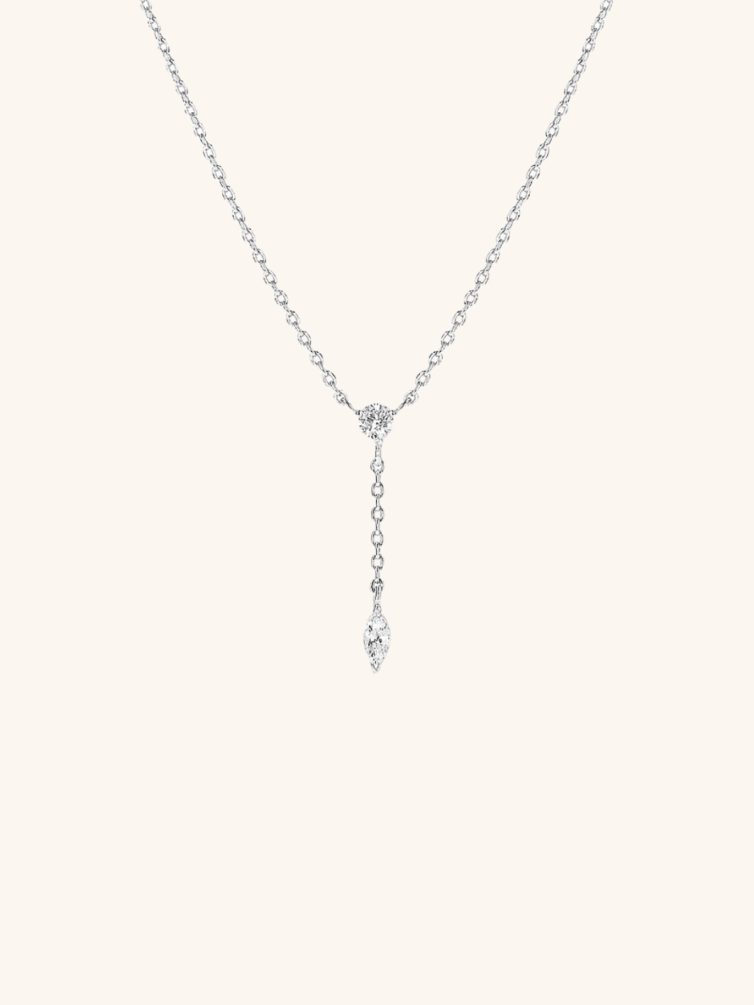 RILEY Diamond Lariat Sterling Silver Necklace - Minimalist Lab