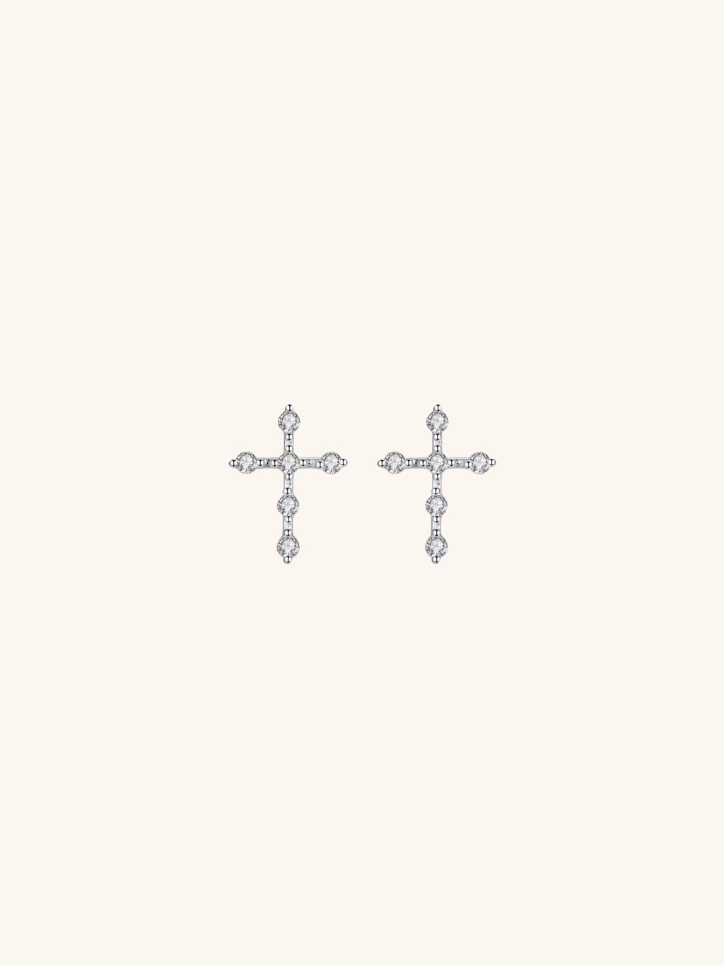 FAITH Diamond Cross Sterling Silver Ear Studs - Minimalist Lab