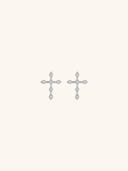FAITH Diamond Cross Sterling Silver Ear Studs - Minimalist Lab