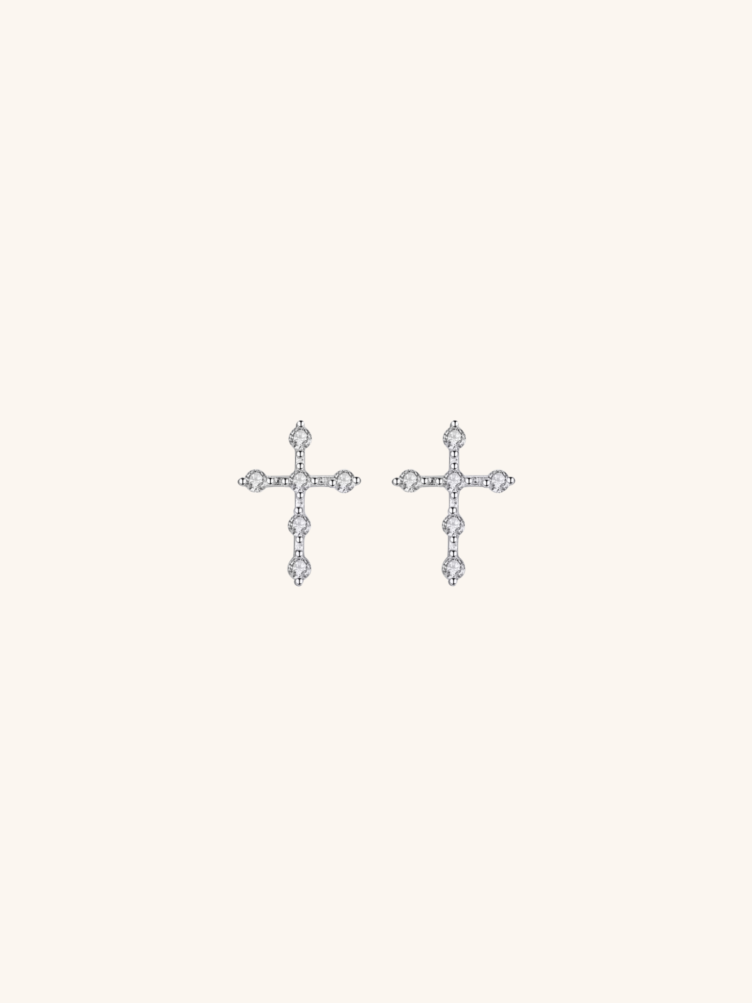 FAITH Diamond Cross Sterling Silver Ear Studs - Minimalist Lab