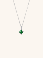 TARA Emerald Gemstone Sterling Silver Necklace - Minimalist Lab