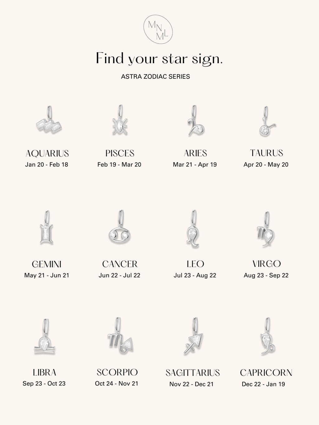 ASTRA Zodiac Sterling Silver Pendant - Minimalist Lab