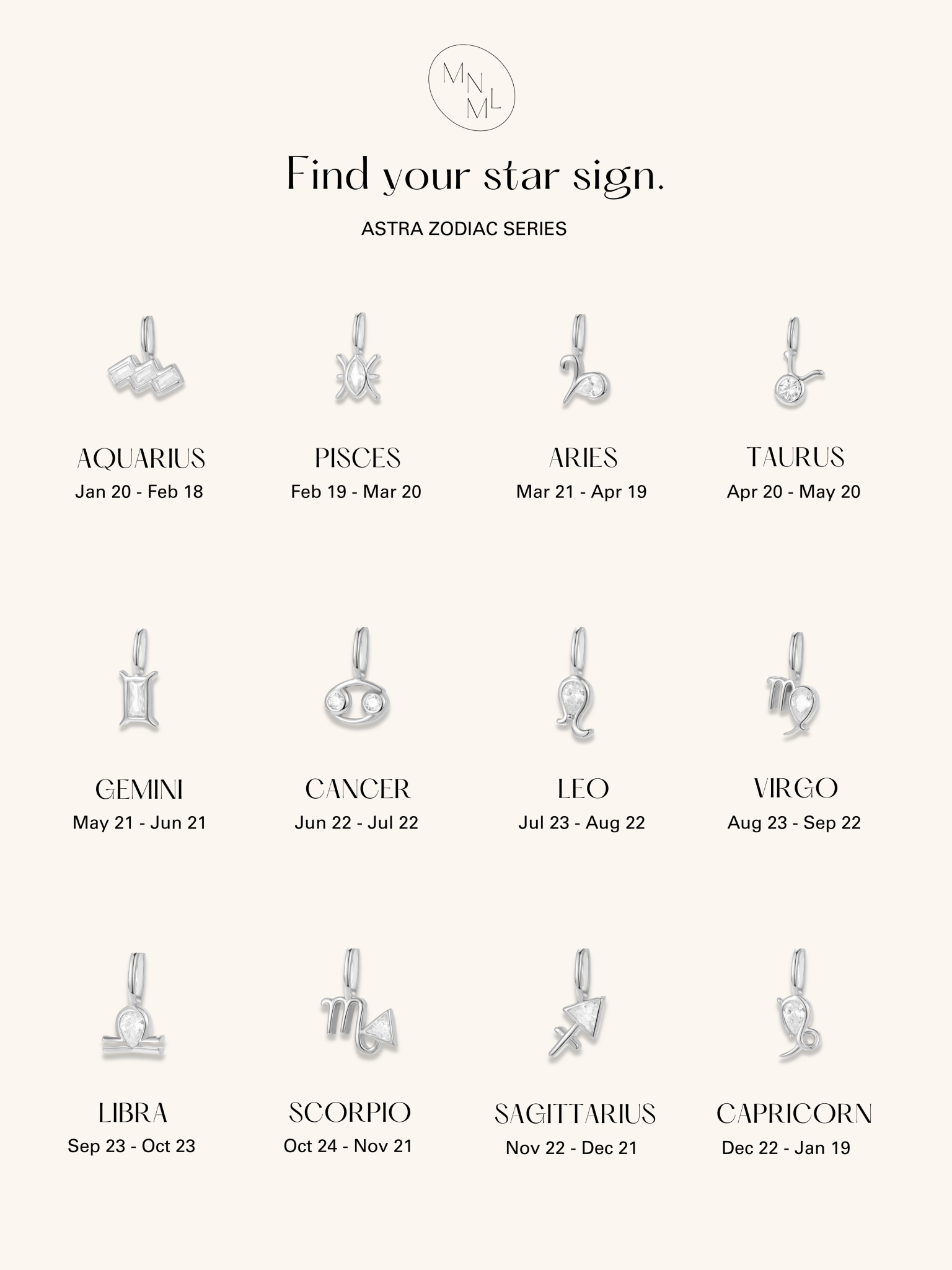 ASTRA Zodiac Sterling Silver Pendant - Minimalist Lab
