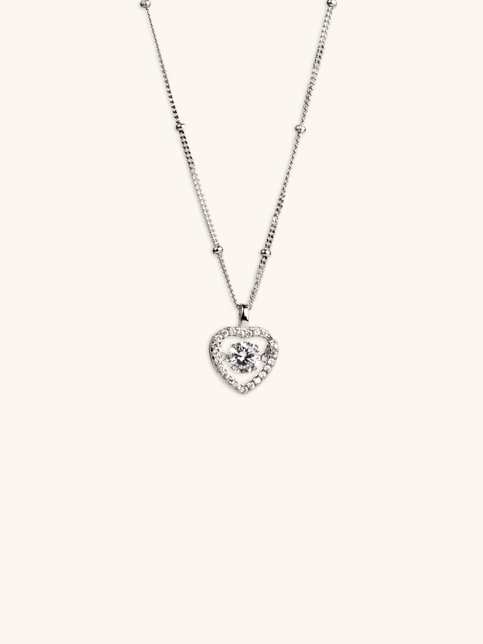 AMBER Dancing Diamond Heart Sterling Silver Necklace