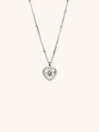 AMBER Dancing Diamond Heart Sterling Silver Necklace - Minimalist Lab