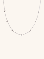 LAUREL Floral Diamonds Sterling Silver Necklace - Minimalist Lab