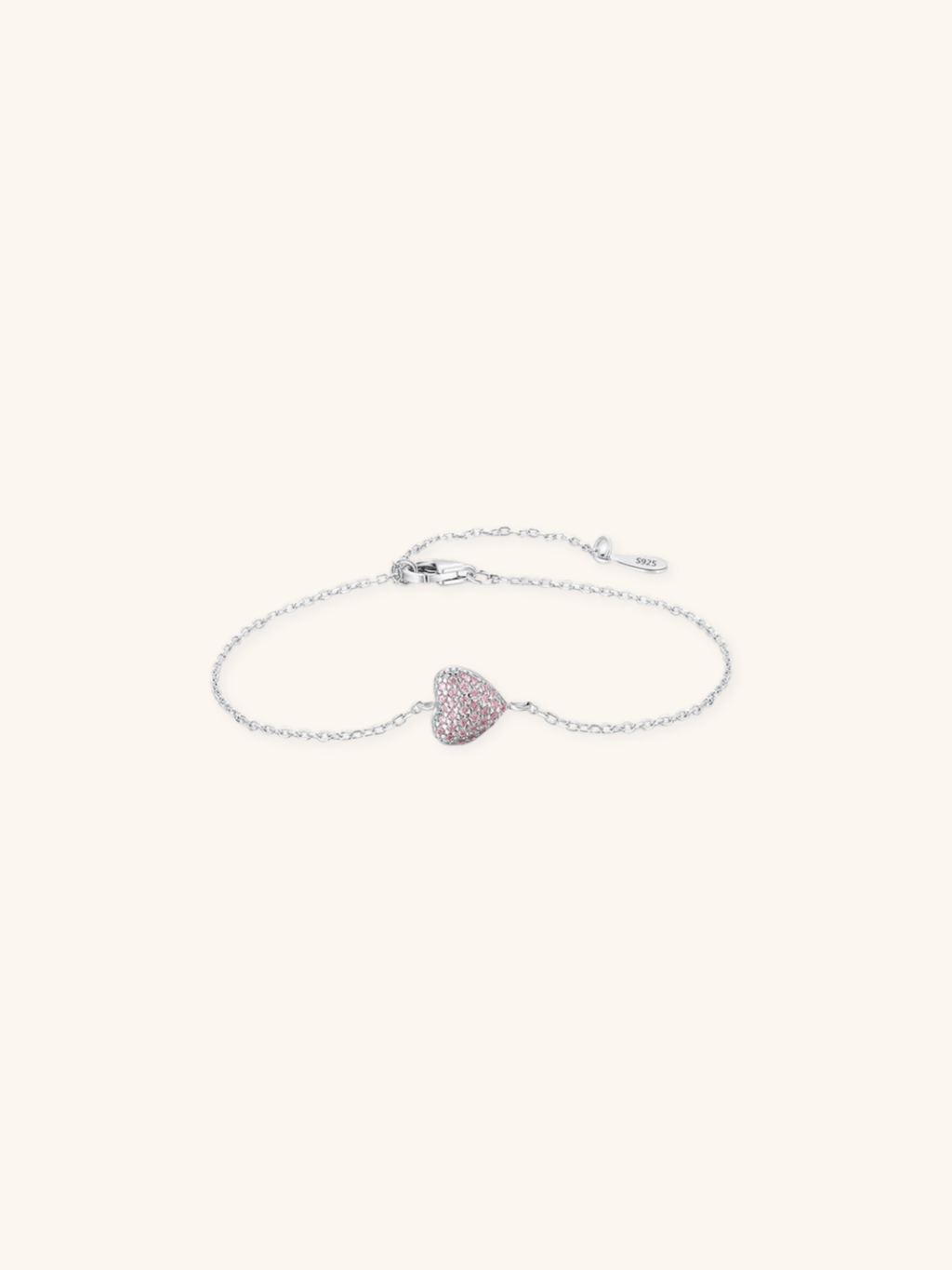 AIKO Pink Heart Sterling Silver Bracelet - Minimalist Lab