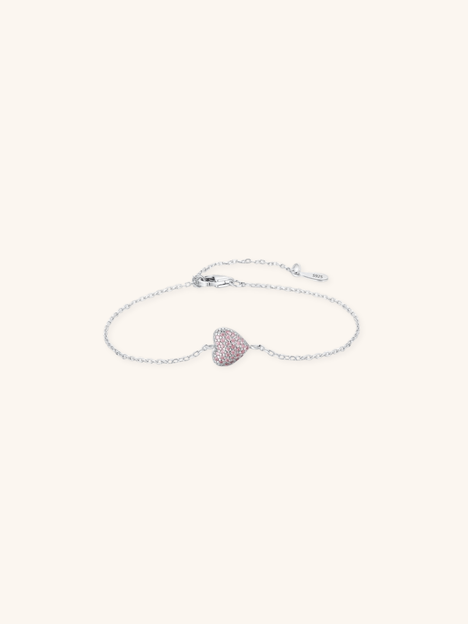 AIKO Pink Heart Sterling Silver Bracelet - Minimalist Lab