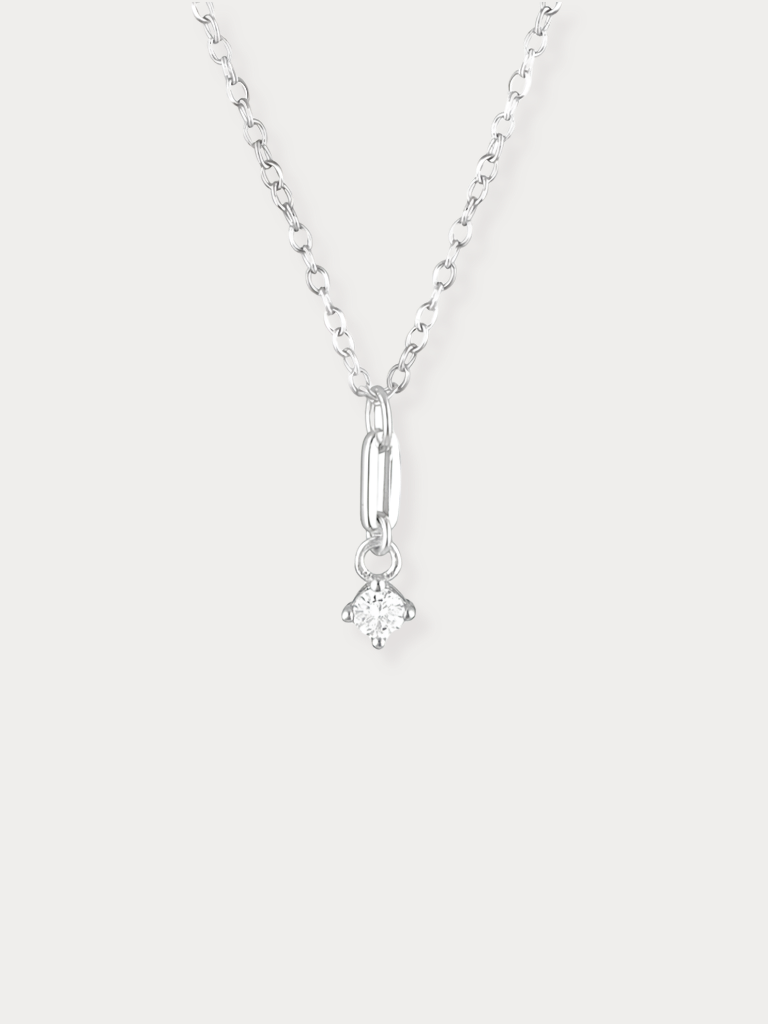 CAMILLE Diamond Drop Sterling Silver Necklace