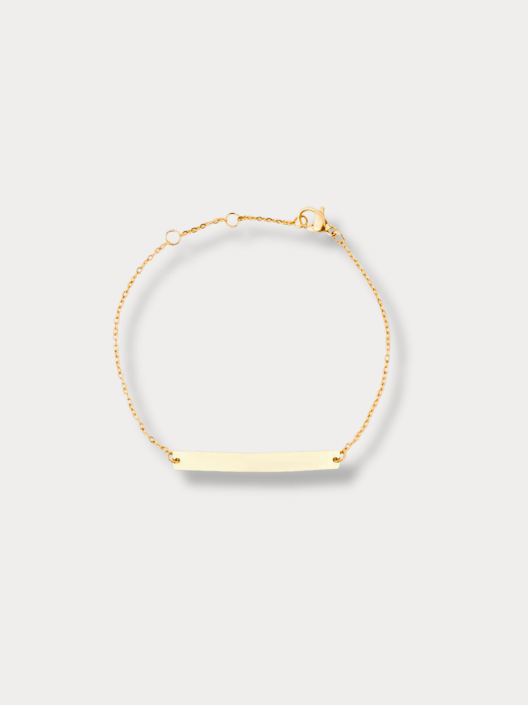MNML gold cable chain engravable plate bracelet
