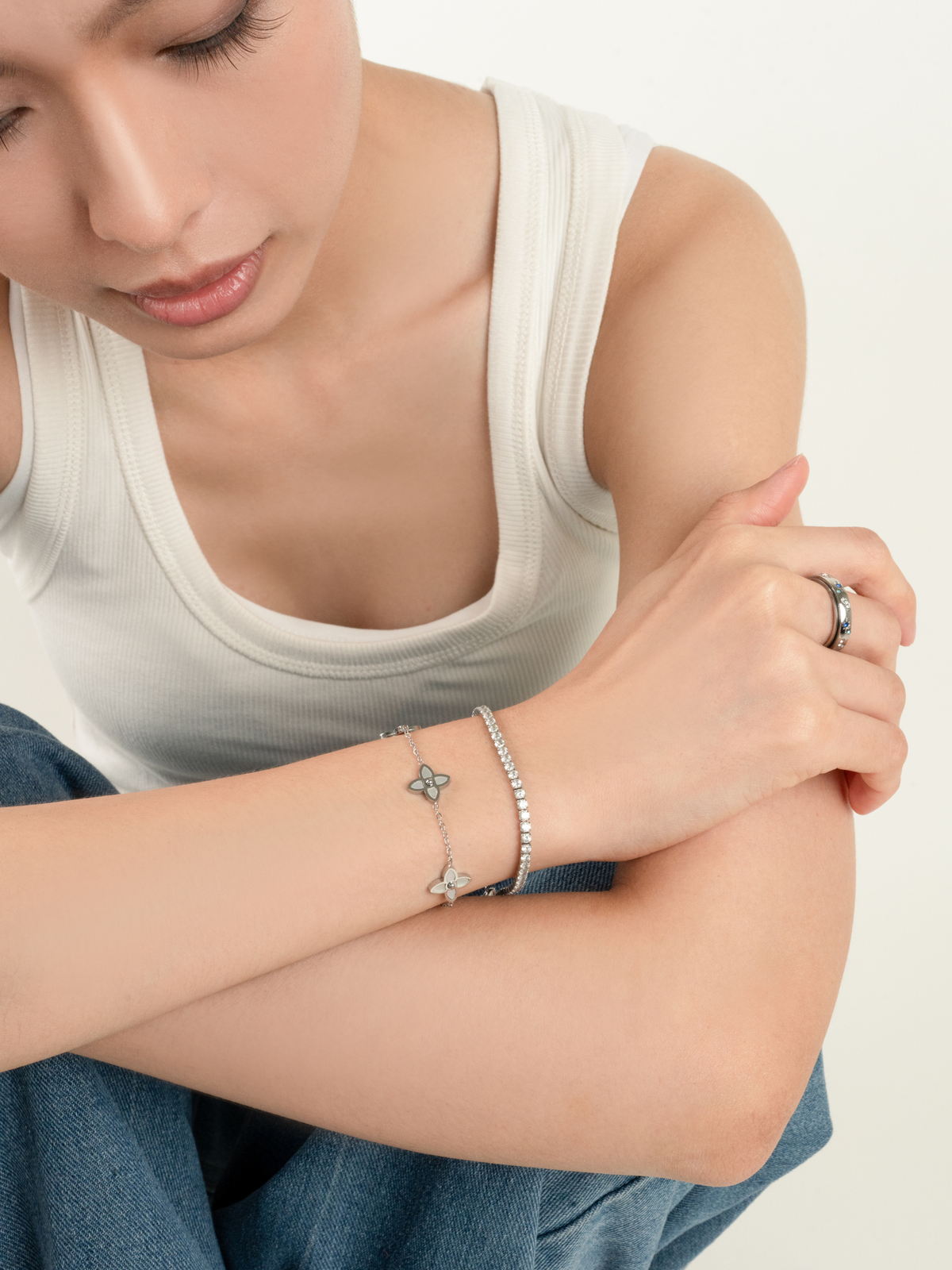 Cassiopeia Celestial Spin Ring worn on hand
