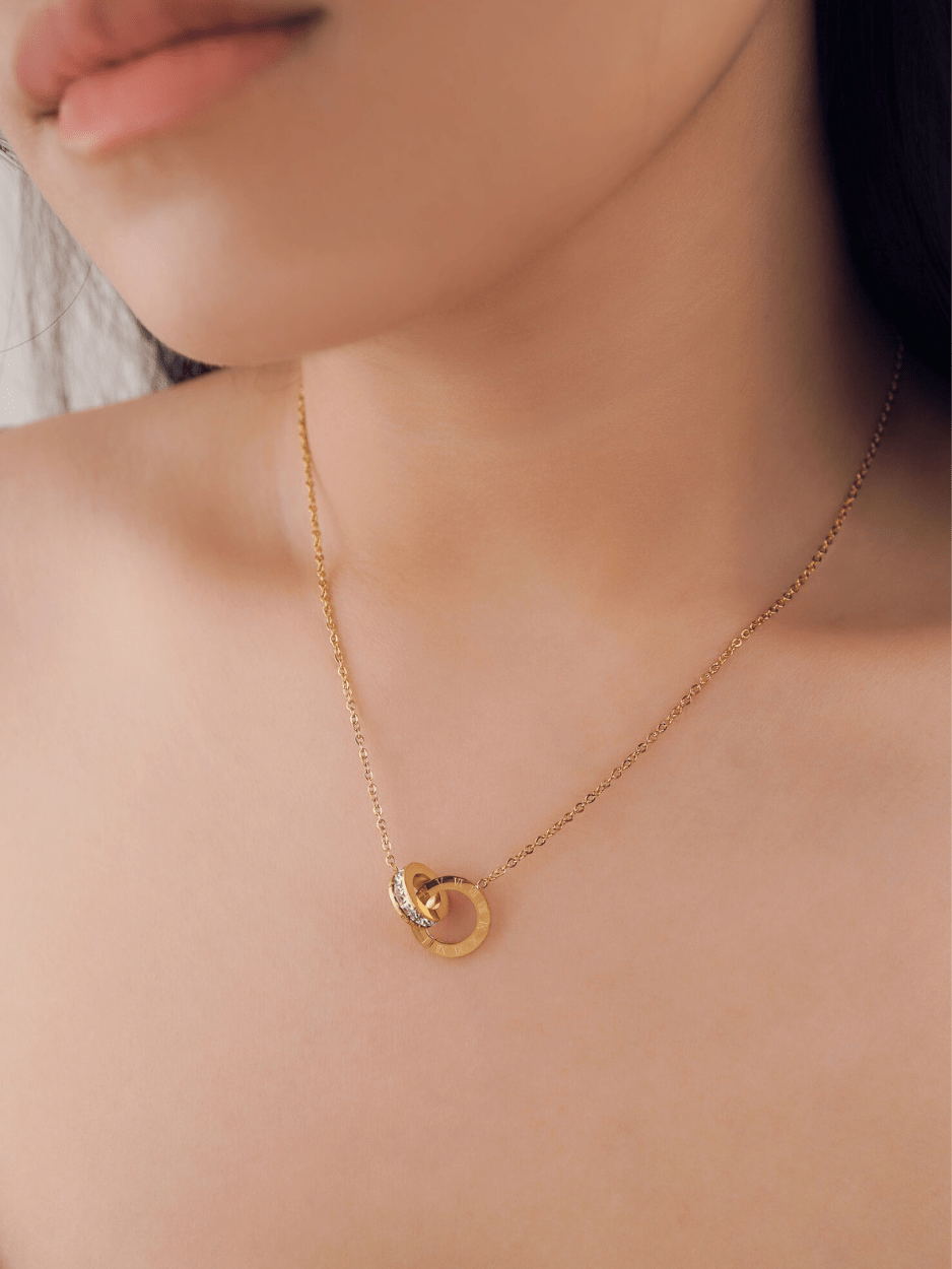 Classic Roman Numerals Diamond Band Necklace - Minimalist Lab