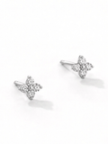 Close-up of four-stone clover cubic zirconia on Fiona stud earrings