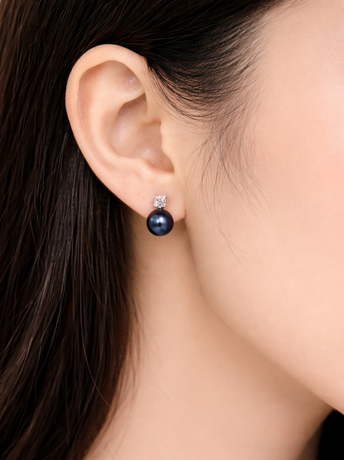 Colette Blue Pearl Stud Earrings