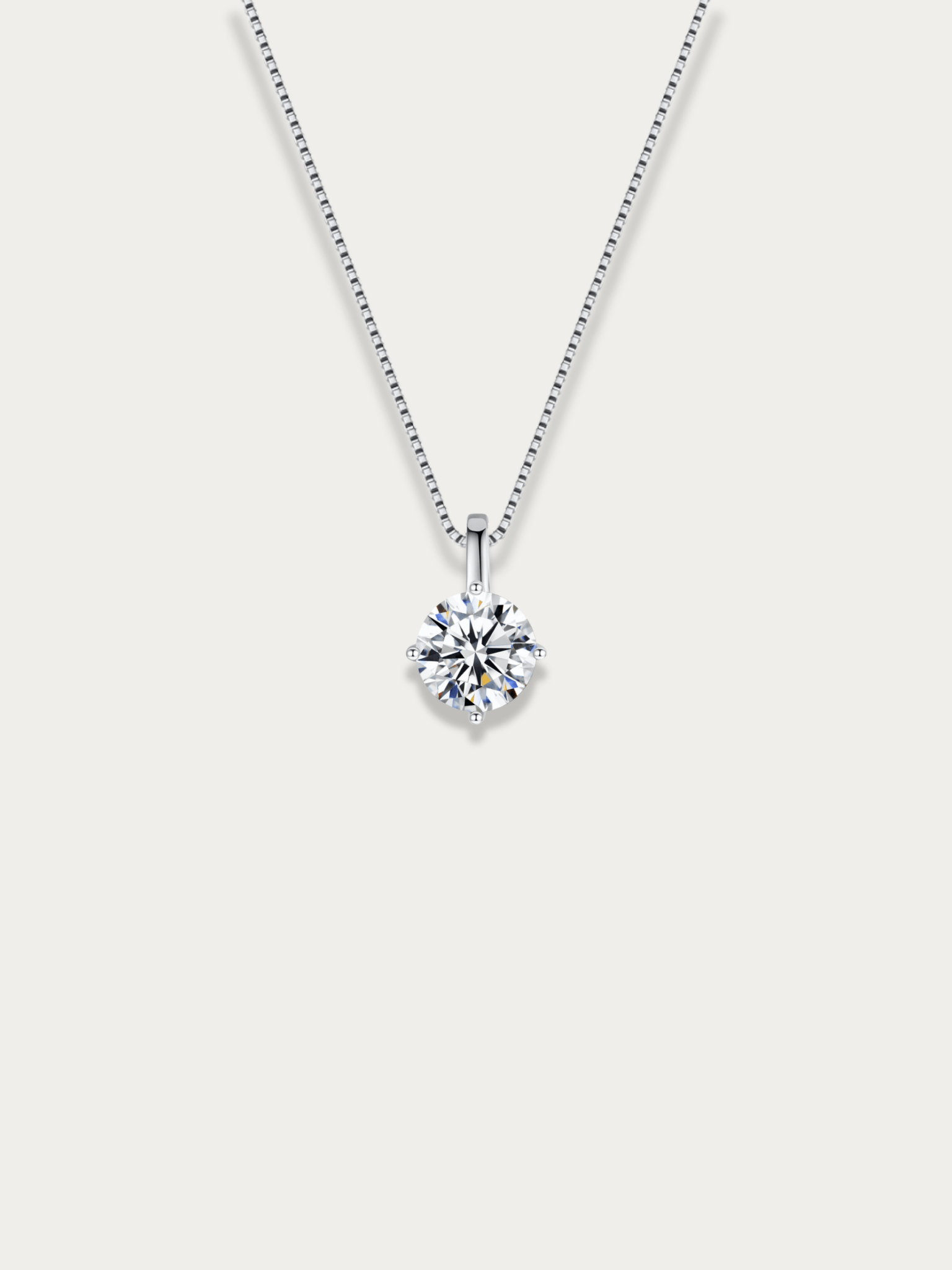 Cosette Classic Moissanite Necklace – 1 Carat Round Brilliant Cut - Minimalist Lab