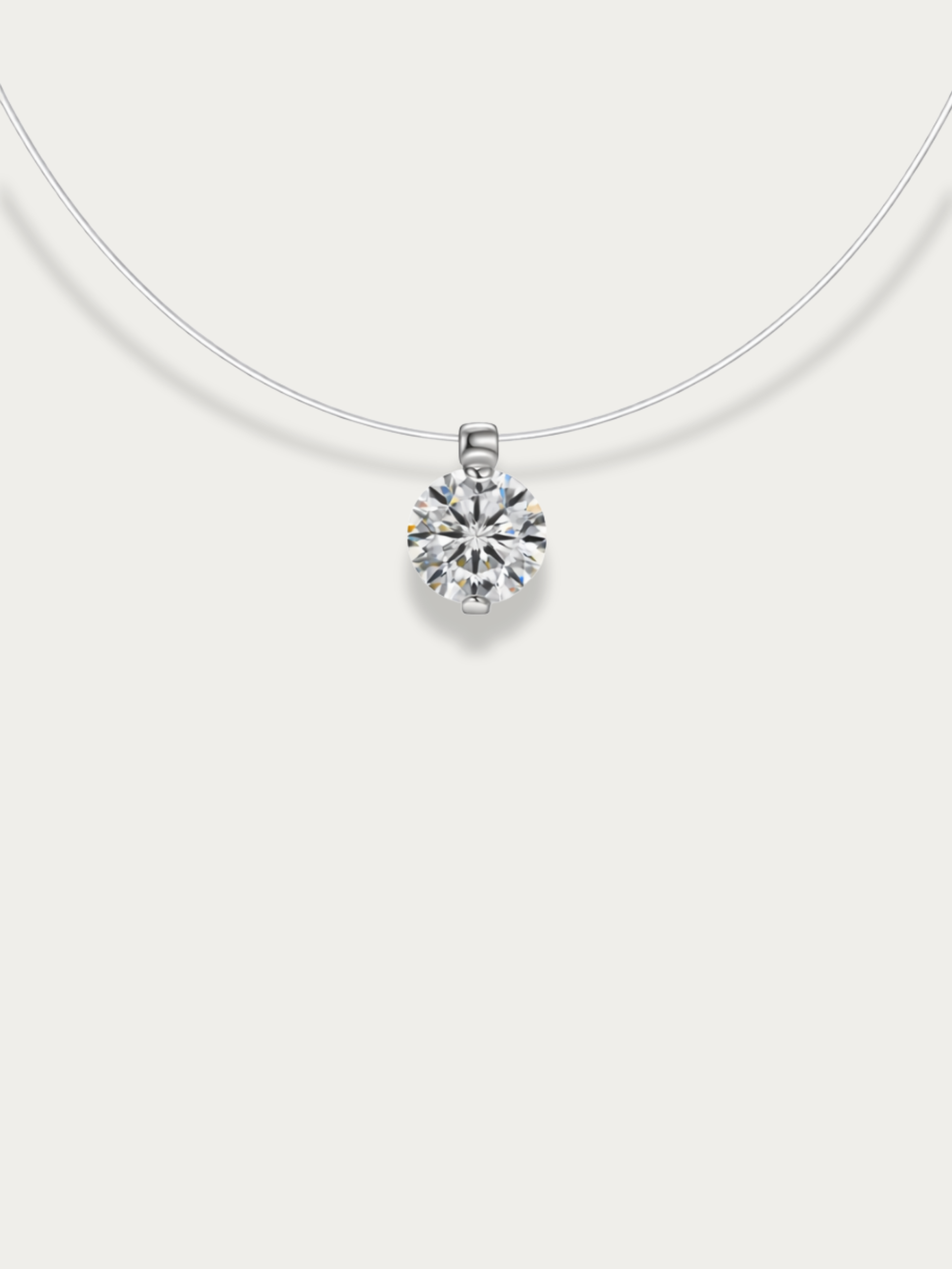 Courtney Floating Solitaire Diamond Sterling Silver Necklace
