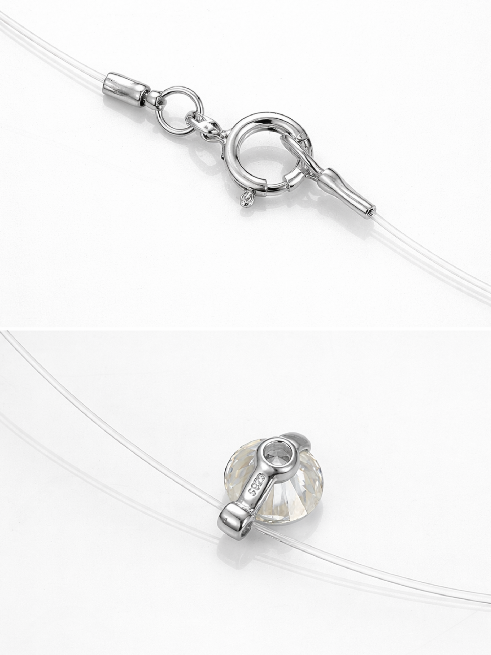 Courtney Floating Solitaire Diamond Sterling Silver Necklace