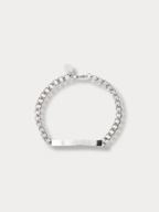 Curb Chain Engravable Plate Bracelet silver stainless steel