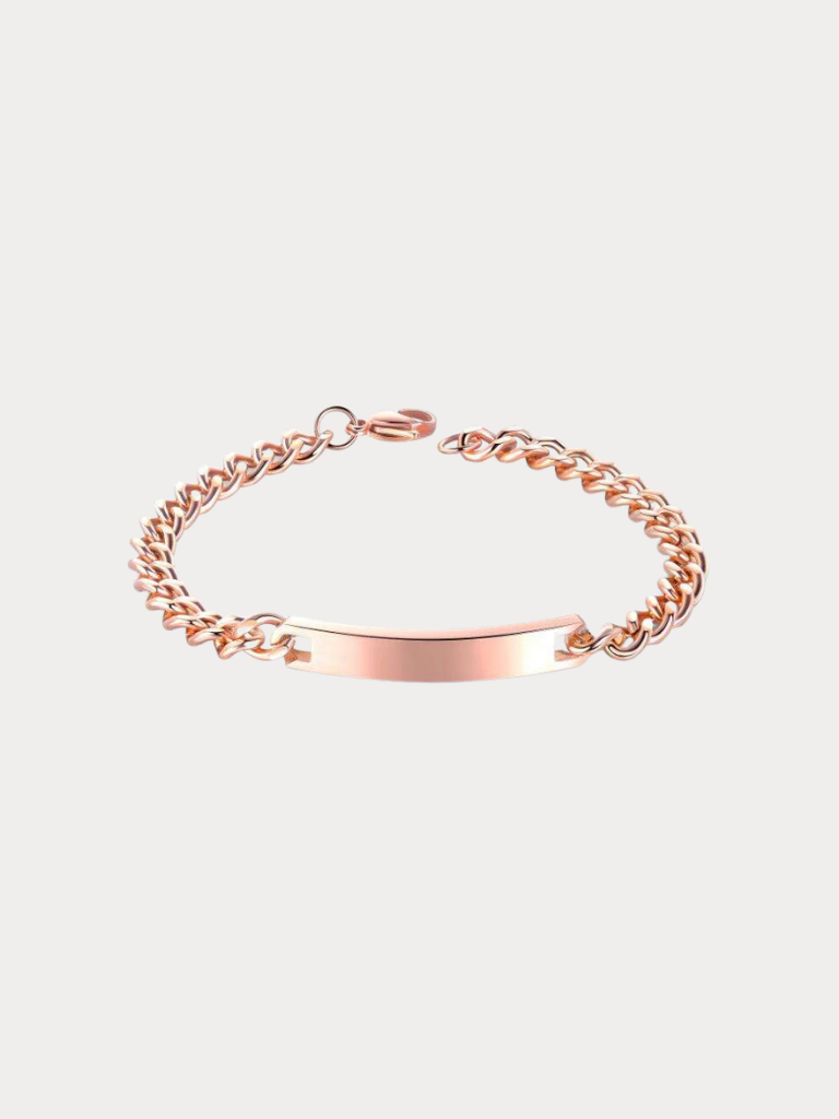 Curb Chain Engravable Plate Bracelet silver stainless steel