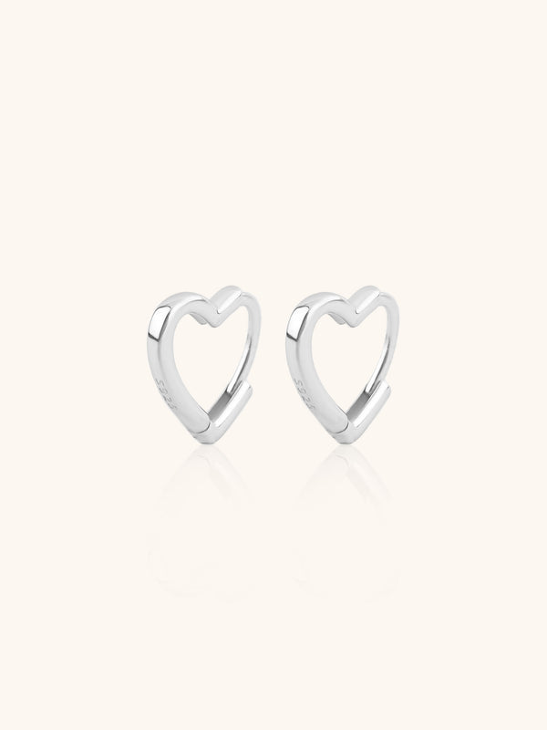 AIMEE Heart Sterling Silver Hoop Earrings