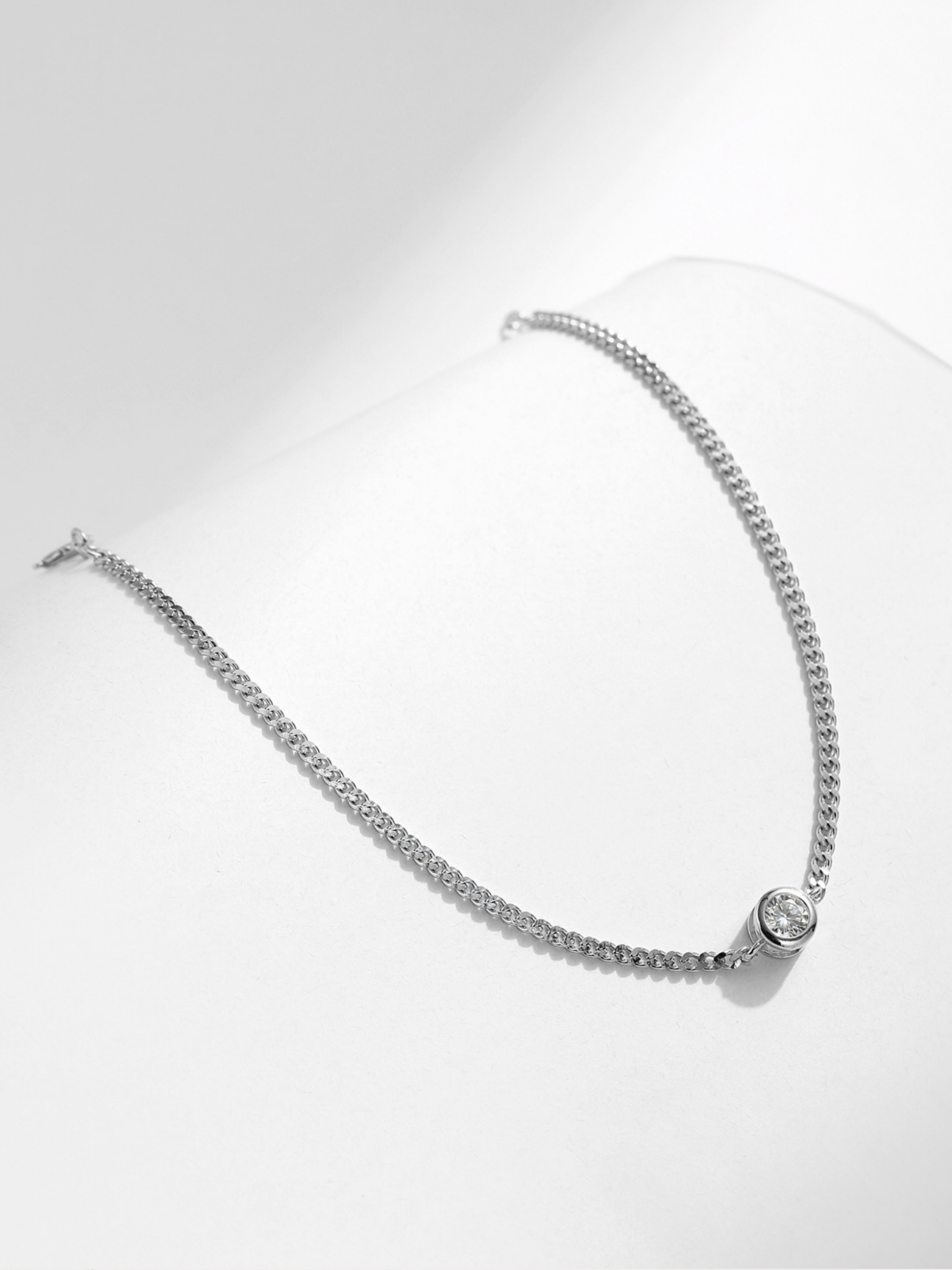DAPHNE Moissanite Solitaire Diamond Sterling Silver Bracelet - Minimalist Lab