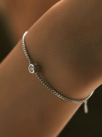 DAPHNE Moissanite Solitaire Diamond Sterling Silver Bracelet - Minimalist Lab