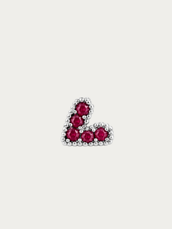 Diamond Coloured Heart Stud Barbell Earrings