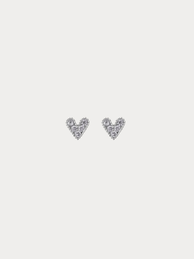 Diamond Coloured Heart Stud Barbell Earrings