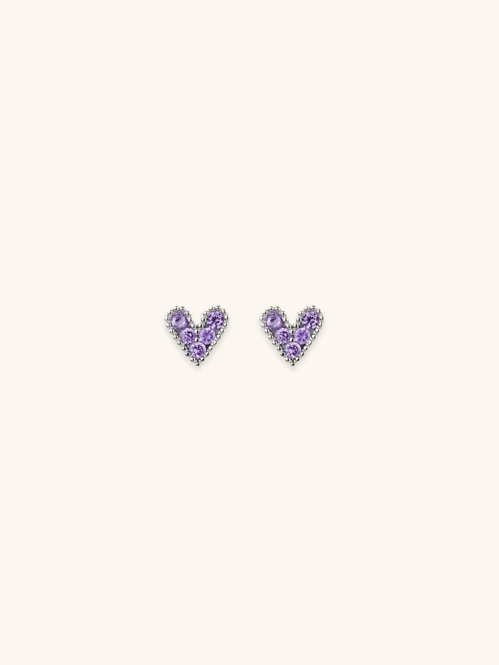 Diamond Coloured Heart Stud Barbell Earrings - Minimalist Lab