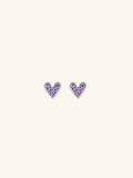 Diamond Coloured Heart Stud Barbell Earrings - Minimalist Lab