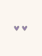 Diamond Coloured Heart Stud Barbell Earrings - Minimalist Lab
