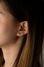 Diamond Coloured Heart Stud Barbell Earrings - Minimalist Lab