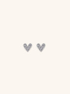 Diamond Coloured Heart Stud Barbell Earrings - Minimalist Lab