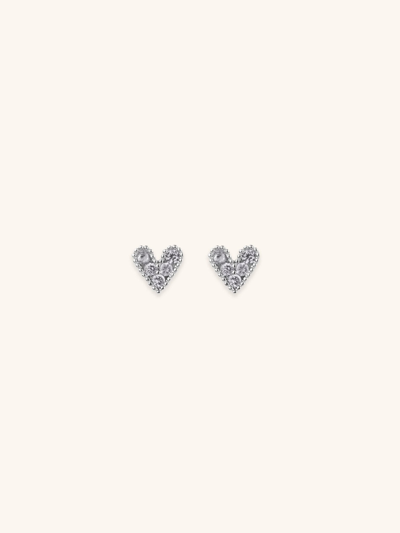 Diamond Coloured Heart Stud Barbell Earrings - Minimalist Lab