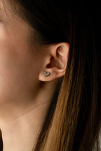 Diamond Coloured Heart Stud Barbell Earrings - Minimalist Lab